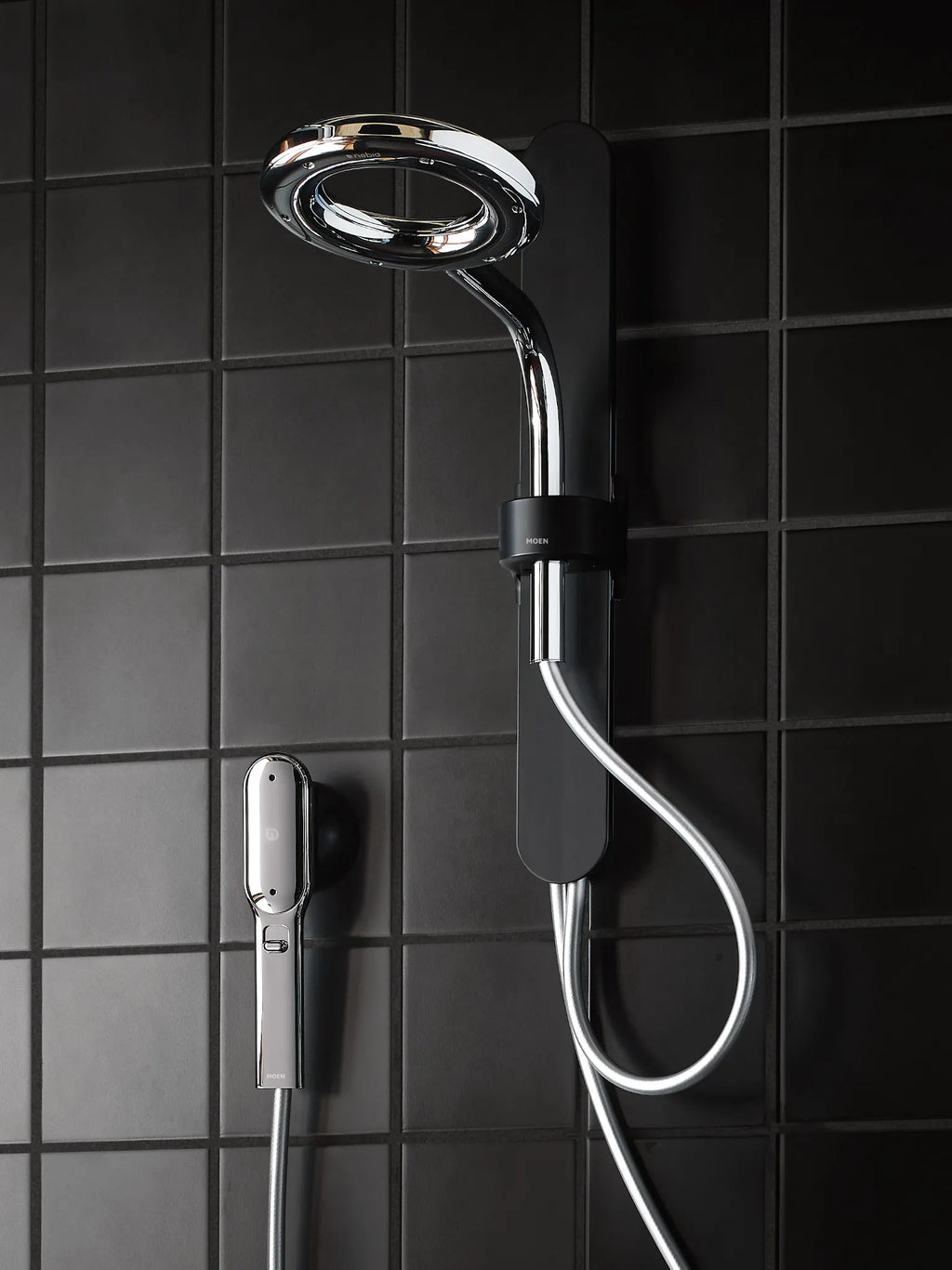 MOEN N207C0BLC Spa Shower Two-Function 7.9"  with Handshower - Matte Black/Chrome
