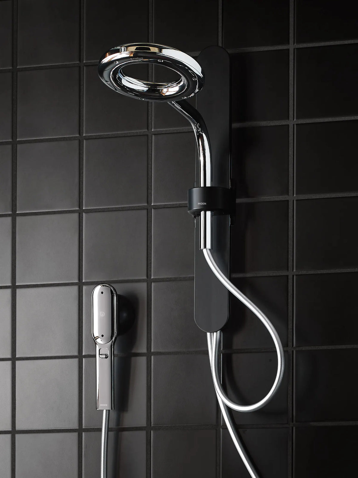 MOEN N207C0BLC Spa Shower Two-Function 7.9"  with Handshower - Matte Black/Chrome