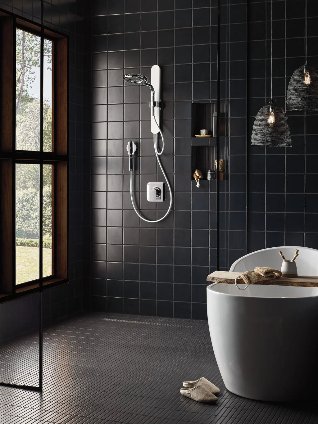 MOEN N207C0CH Spa Shower Two-Function 7.9" Diameter Spray Head Standard with Handshower - Chrome/White
