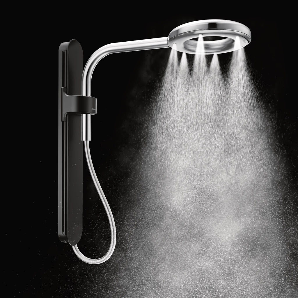 MOEN N207R0BLC Spa Shower One-Function 7.9" Diameter Spray Head Rainshower - Matte Black/Chrome