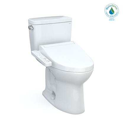 TOTO MW7763074CEFG#01 Drake Washlet+ Two-Piece Elongated 1.28 Gpf Universal Height Tornado Flush Toilet With C2 Bidet Seat - Cotton White