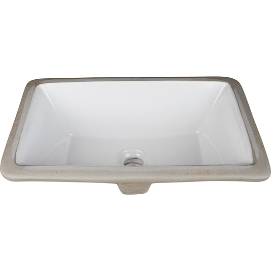 HARDWARE RESOURCES H8909WH 16" L x 9-7/8" W White Rectangle Undermount Porcelain Bathroom Sink With Overflow , White