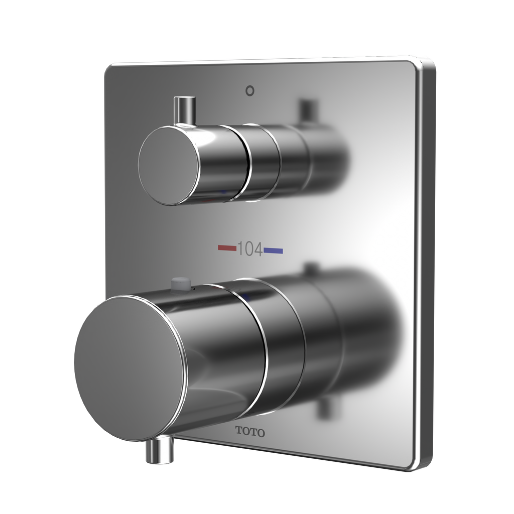 TOTO TBV02404U#CP Square Thermostatic Mixing Valve With Two-Way Diverter Shower Trim - Polished Chrome