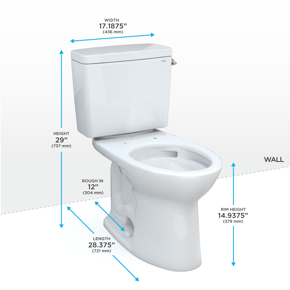 TOTO CST776CERG#01 Drake Two-Piece Elongated 1.28 Gpf Tornado Flush Toilet With Cefiontect And Right-Hand Trip Lever - Cotton White