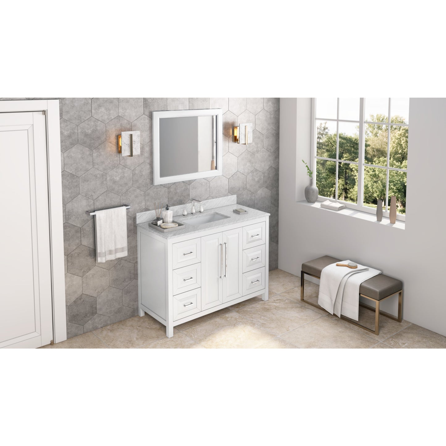 JEFFREY ALEXANDER VN2CAD-48-WH-NT 48" White Cade Vanity - White