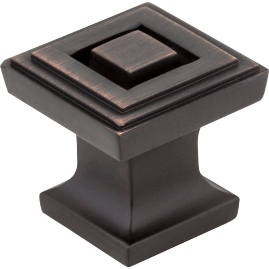 JEFFREY ALEXANDER 585DBAC Delmar 1" Length Square Knob - Brushed Oil Rubbed Bronze