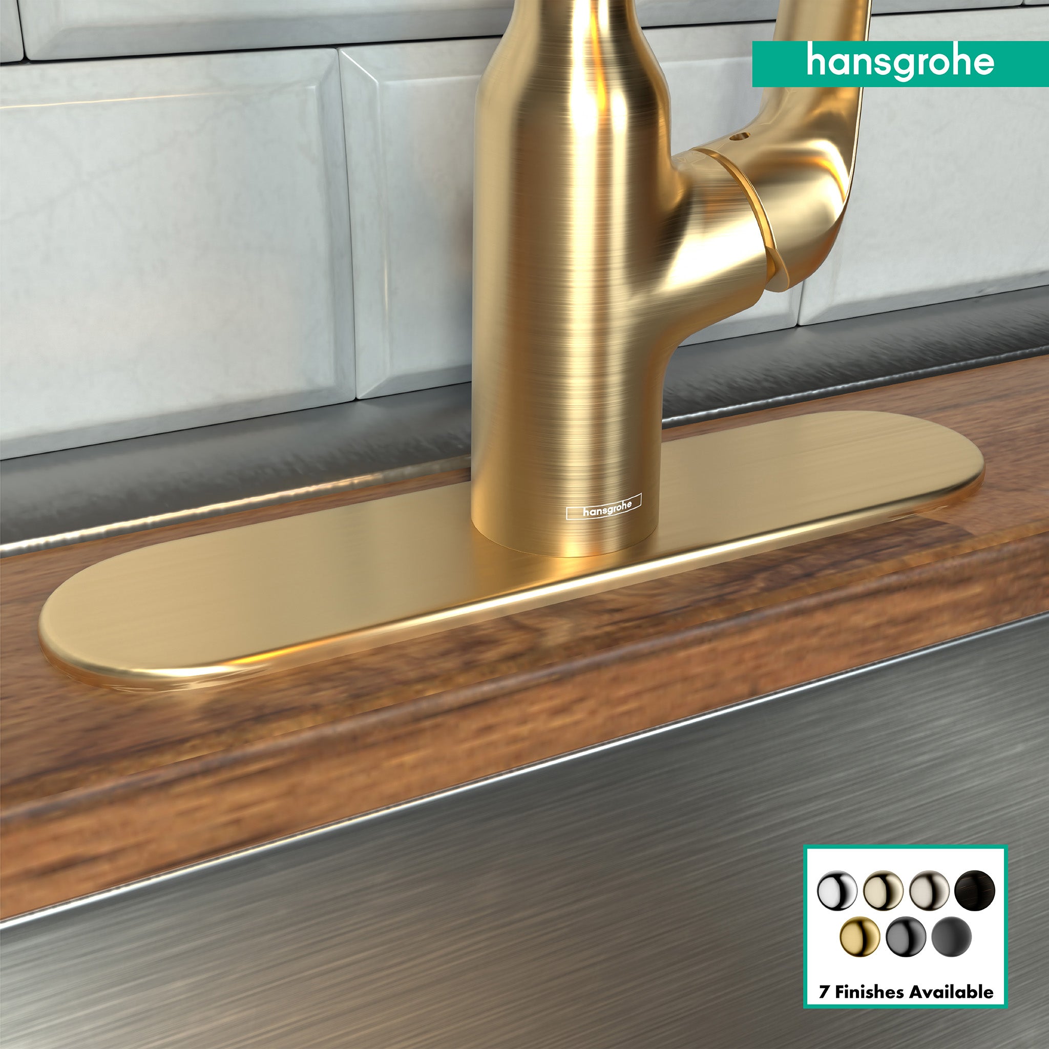 HANSGROHE 14019251  Base Plate for Single-Hole Kitchen Faucets, 10" - Brushed Gold Optic