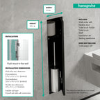 HANSGROHE 56060670 XtraStoris Rock Recessed Toilet Brush Holder with Shelf & Tileable Door - Matte Black
