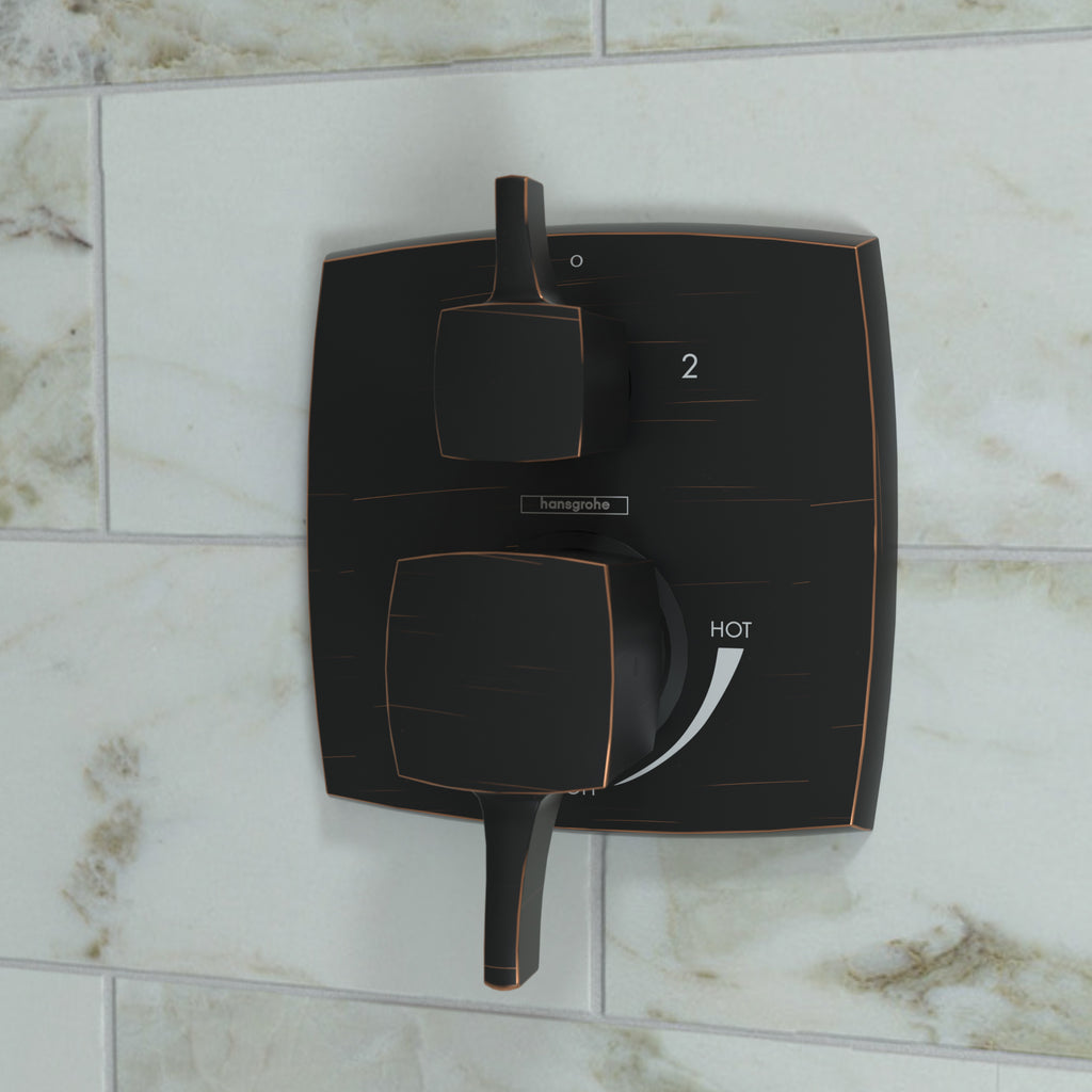 HANSGROHE 15865921 Ecostat Classic Pressure Balance Trim Classic Square with Diverter - Rubbed Bronze