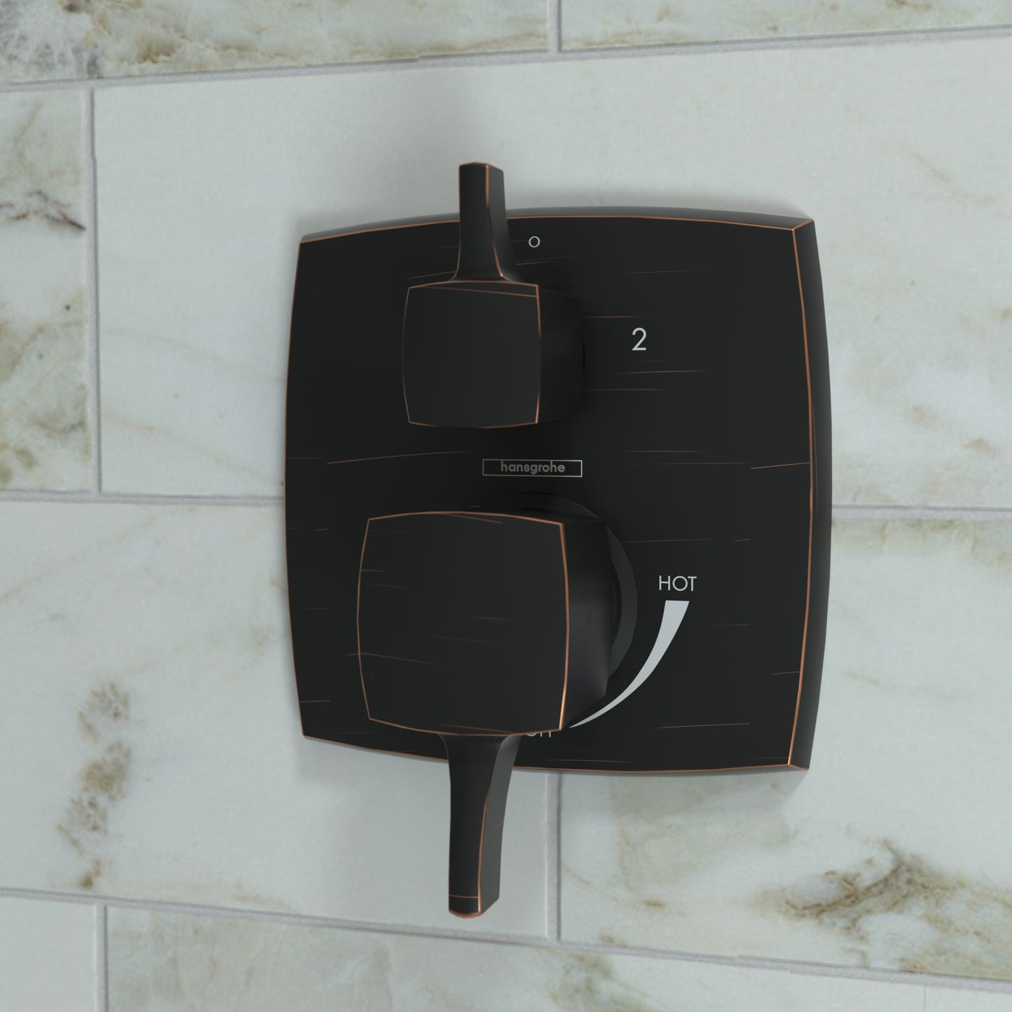 HANSGROHE 15865921 Ecostat Classic Pressure Balance Trim Classic Square with Diverter - Rubbed Bronze