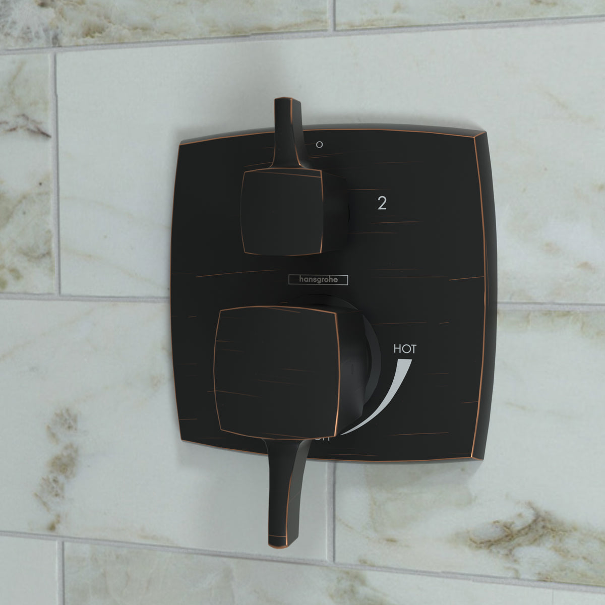 HANSGROHE 15865921 Ecostat Classic Pressure Balance Trim Classic Square with Diverter - Rubbed Bronze