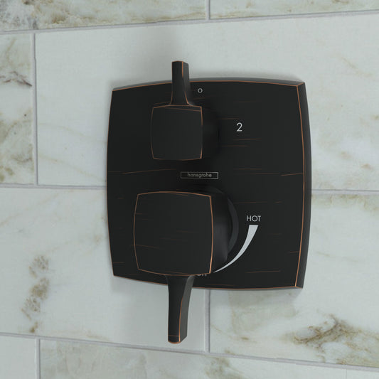 HANSGROHE 15865921 Ecostat Classic Pressure Balance Trim Classic Square with Diverter - Rubbed Bronze