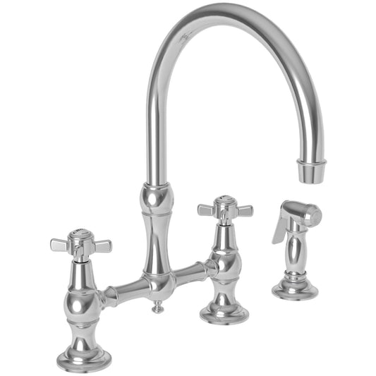 Newport Brass 9456/26 Fairfield 1.8 GPM High-Arc Bridge Kitchen Faucet in Polished Chrome - Includes Side Spray