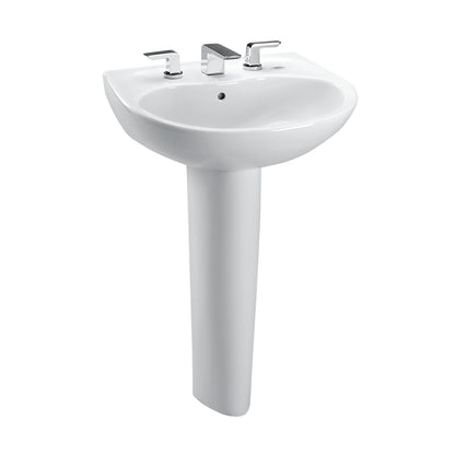 TOTO LPT242.4G#01 Prominence Oval Basin Pedestal Bathroom Sink With Cefiontect For 4 Inch Center Faucets - Cotton White
