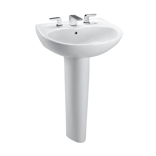 TOTO LPT242.4G#01 Prominence Oval Basin Pedestal Bathroom Sink With Cefiontect For 4 Inch Center Faucets - Cotton White