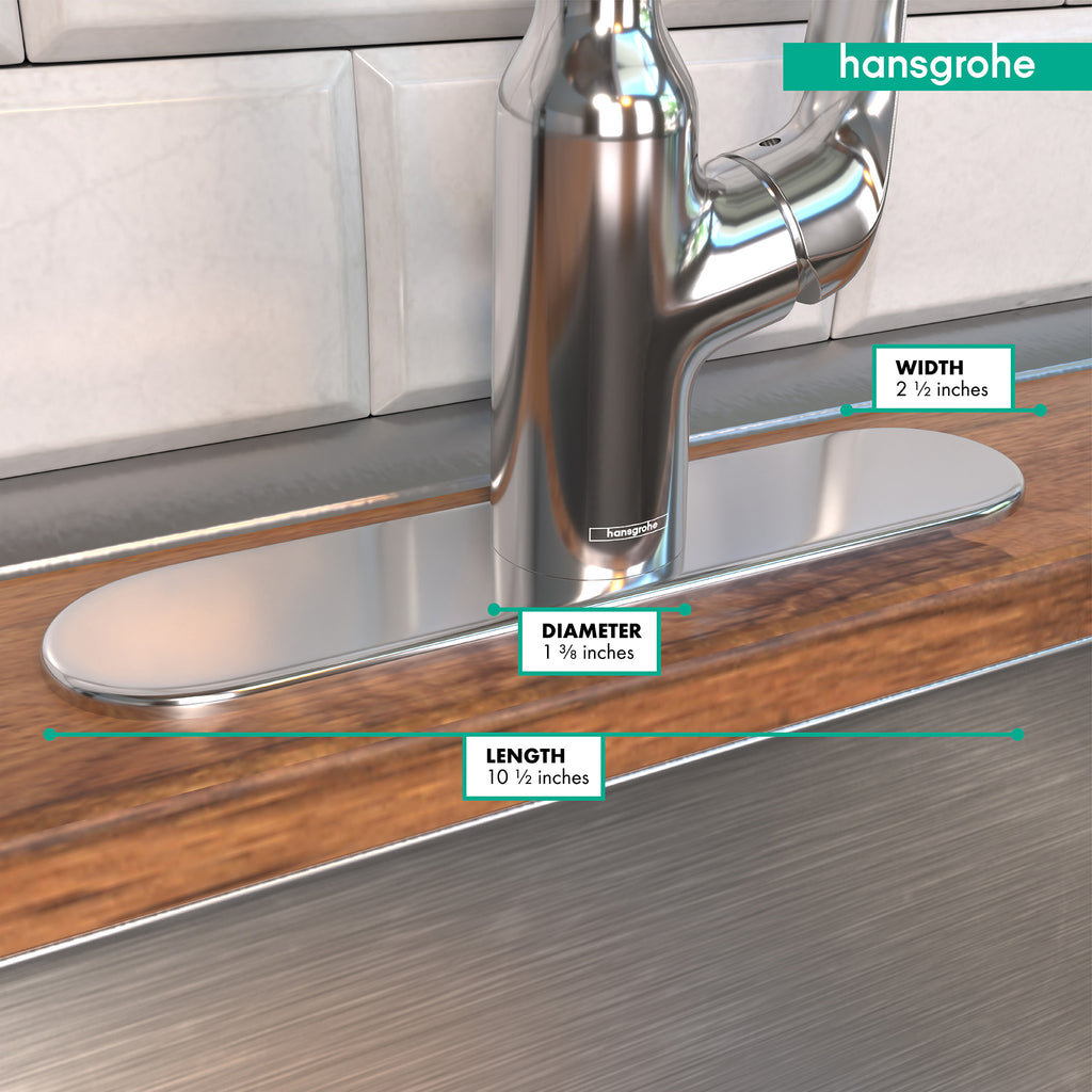 HANSGROHE 14019001  Base Plate for Single-Hole Kitchen Faucets, 10" - Chrome