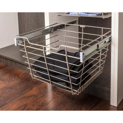 HARDWARE RESOURCES POB1-141711CH Chrome Closet Pullout Basket with Slides 14"D x 17"W x 11"H - Polished Chrome