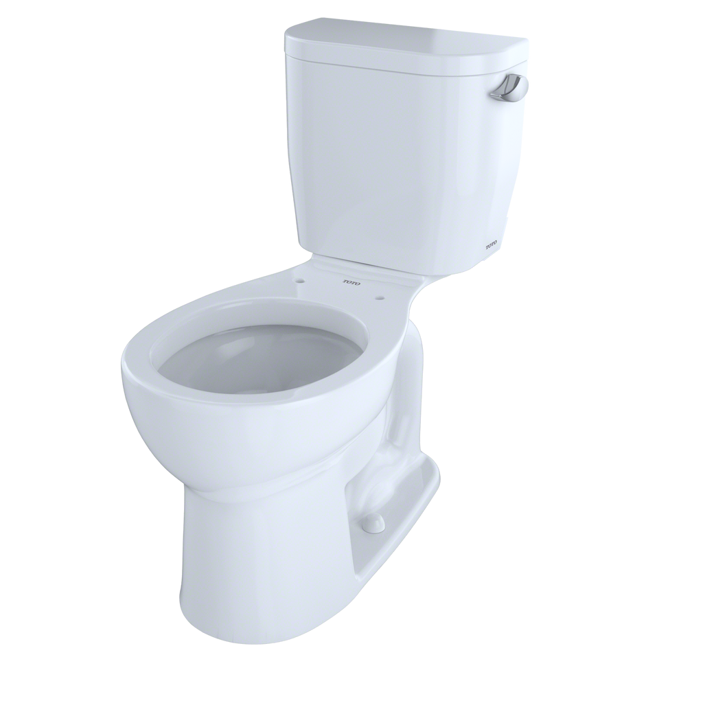 TOTO CST243EFR#01 Entrada Two-Piece Round 1.28 Gpf Universal Height Toilet With Right-Hand Trip Lever - Cotton White