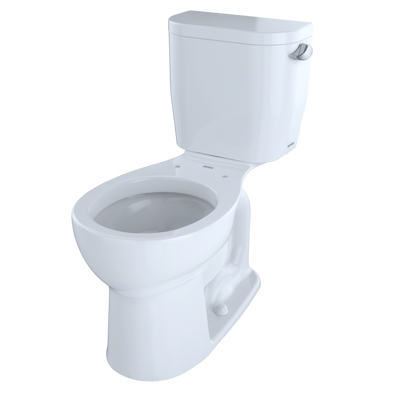 TOTO CST243EFR#01 Entrada Two-Piece Round 1.28 Gpf Universal Height Toilet With Right-Hand Trip Lever - Cotton White