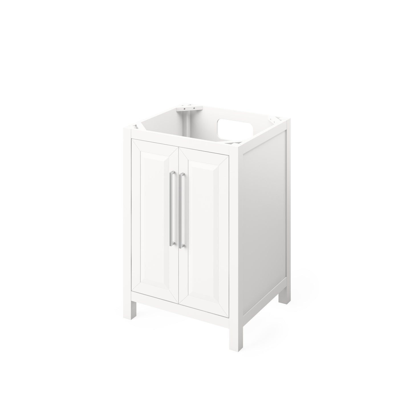 JEFFREY ALEXANDER VKITCAD24WHWCR 24" White Cade Vanity, White Carrara Marble Vanity Top, undermount rectangle bowl - White
