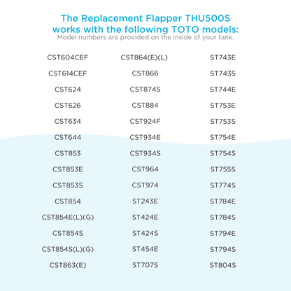 TOTO THU500S Replacement Flapper For Select Toto 3 Inch Flush Valve Tanks -