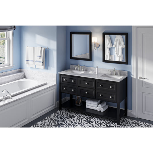 JEFFREY ALEXANDER VN2ADL-60-BK-NT 60" Black Adler Vanity, double bowl - Black