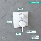 HANSGROHE 15714701 Ecostat Square Thermostatic Trim with Volume Control and Diverter - Matte White