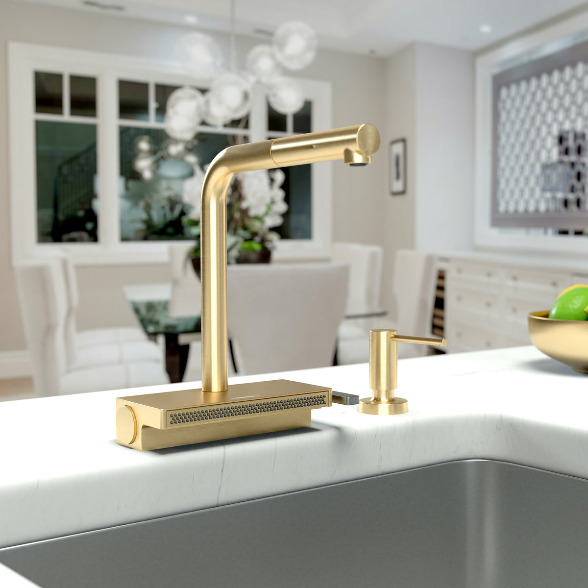 HANSGROHE 73830251 Aquno Select Kitchen Faucet, 2-Spray Pull-Out with sBox, 1.75 GPM - Brushed Gold Optic
