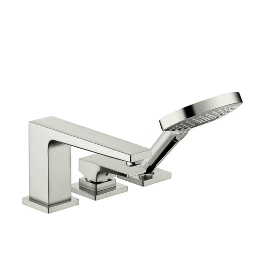 HANSGROHE 32556821 Metropol 3-Hole Roman Tub Set Trim with Lever Handle and 1.75 GPM Handshower - Brushed Nickel