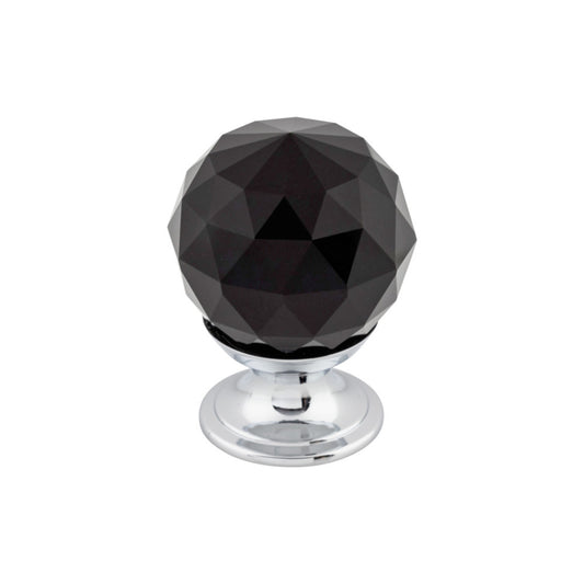 TOP KNOBS TK115PC Black Crystal 1 1/8" Diameter Round Knob - Polished Chrome