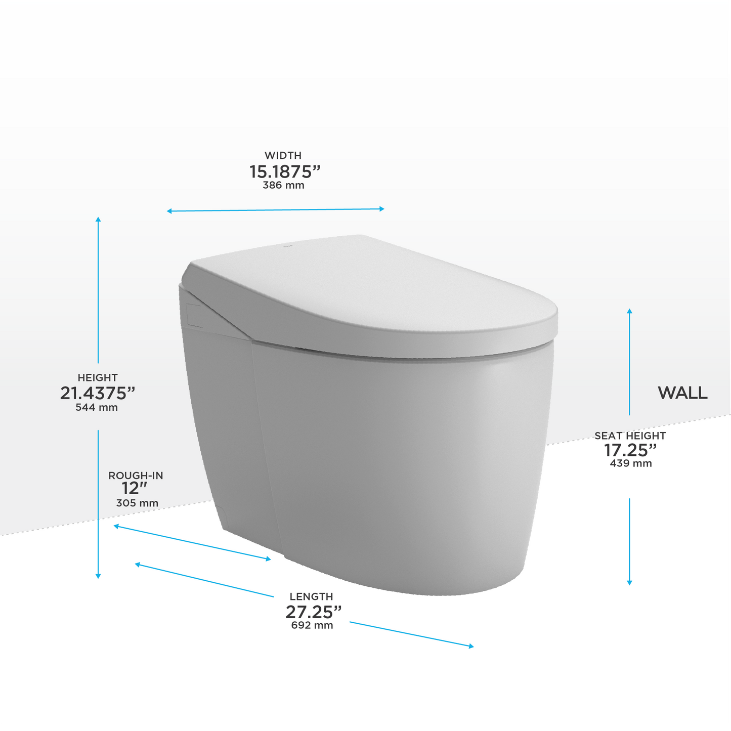 TOTO MS8551CUMFG#01 NEOREST AS Dual Flush 1.0 or 0.8 GPF Toilet with Intergeated Bidet Seat and EWATER+ , Cotton White