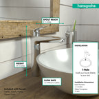 HANSGROHE 71090001 Logis Single-Hole Faucet 190 with Pop-Up Drain, 1.2 GPM - Chrome