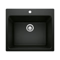 BLANCO 442924 Liven Liven SILGRANIT 25" Single Bowl Dual Mount Laundry Sink - Coal Black in Coal Black