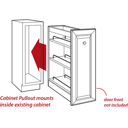 HARDWARE RESOURCES WPO2-268SC 8" Wide 26" Tall "No Wiggle" Soft-close Wall Pullout - UV Coated