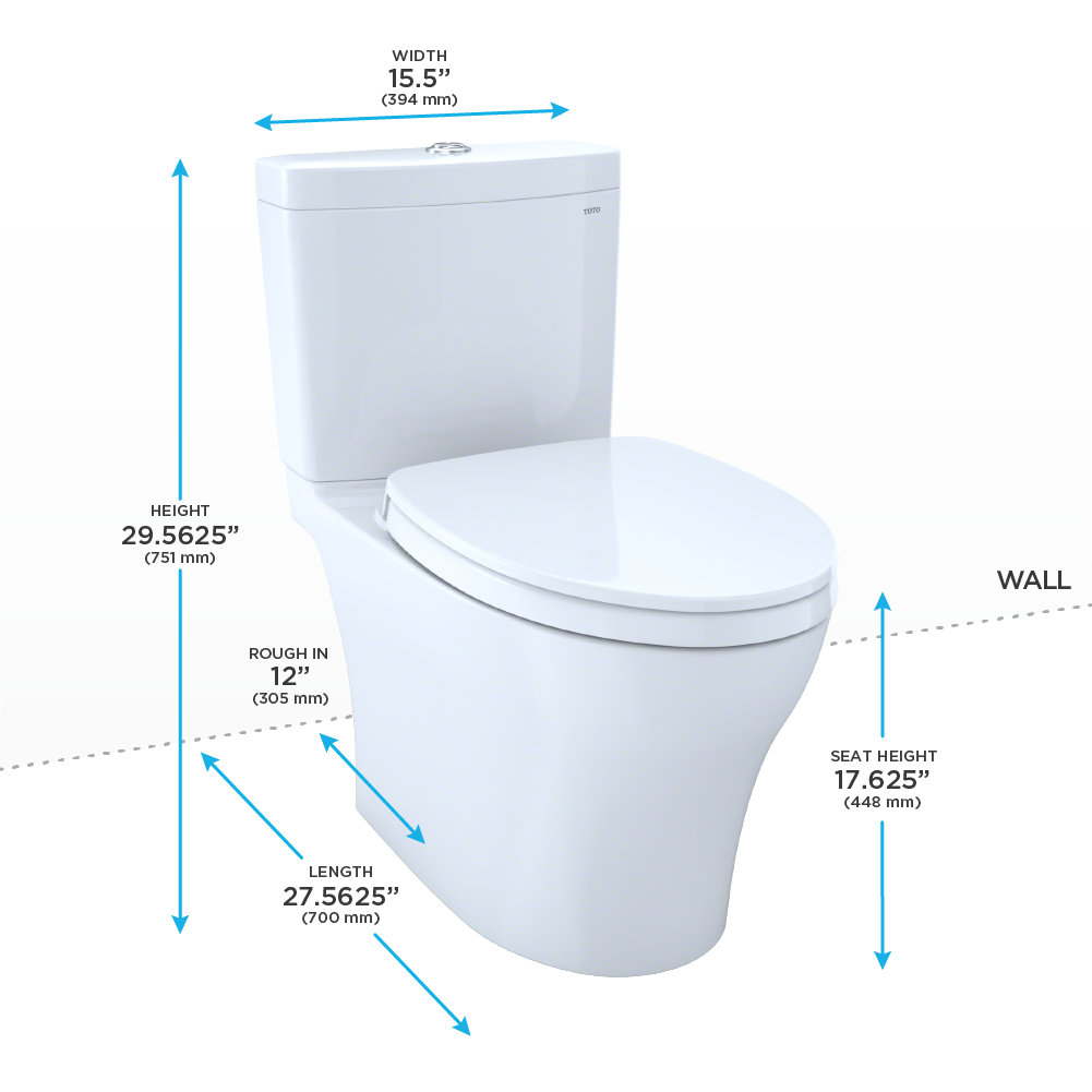 TOTO MS446124CEMFGN#01 Aquia IV Two-Piece Elongated Dual Flush 1.28 and 0.9 GPF Universal Height Toilet with CEFIONTECT , Cotton White