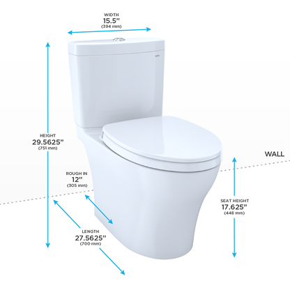 TOTO MS446124CEMFGN#12 Aquia Iv Two-Piece Elongated Dual Flush 1.28 And 0.9 Gpf Universal Height Toilet With Cefiontect - Sedona Beige