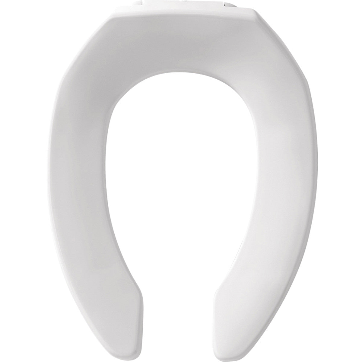 Church Elongated Open Front Less Cover Commercial Plastic Toilet Seat in White with STA-TITE Commercial Fastening System Check Hinge Bulk Pack