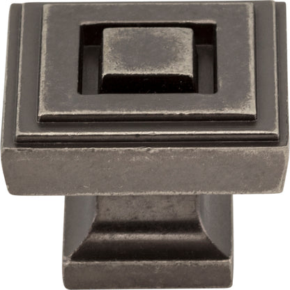 JEFFREY ALEXANDER 585L-DP Delmar 1-1/4" Length Square Knob - Distressed Pewter
