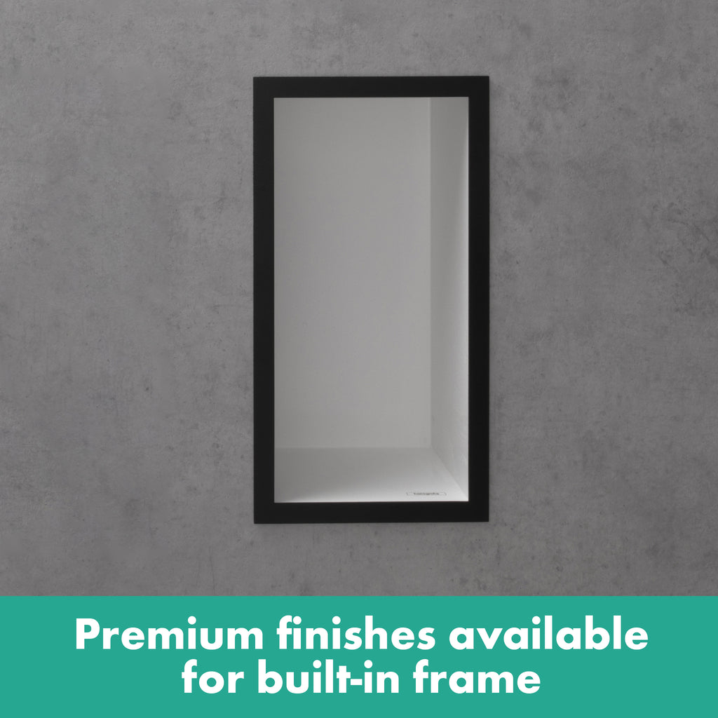 HANSGROHE 56096990 XtraStoris Individual Wall Niche Matte White with Design Frame 12"x 6"x 4" - Polished Gold Optic