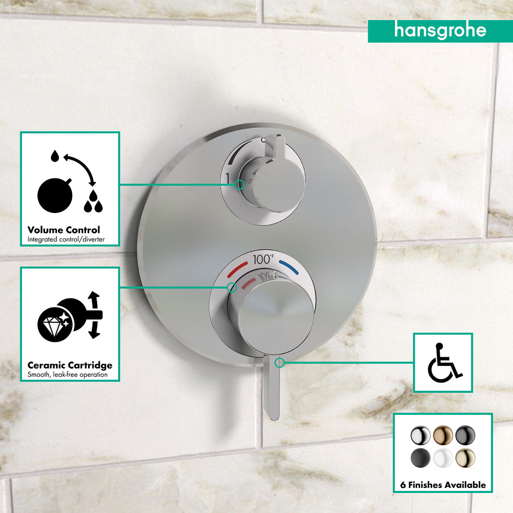 HANSGROHE 15757001 Ecostat S Thermostatic Trim with Volume Control - Chrome