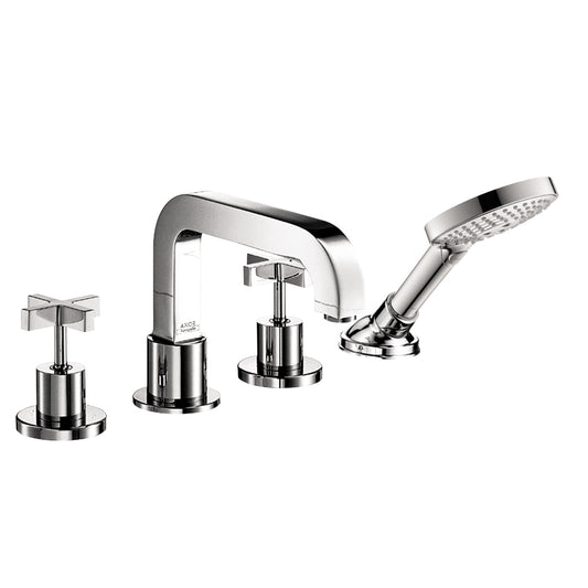AXOR 39461001 Citterio 4-Hole Roman Tub Set Trim with Cross Handles and 1.75 GPM Handshower - Chrome