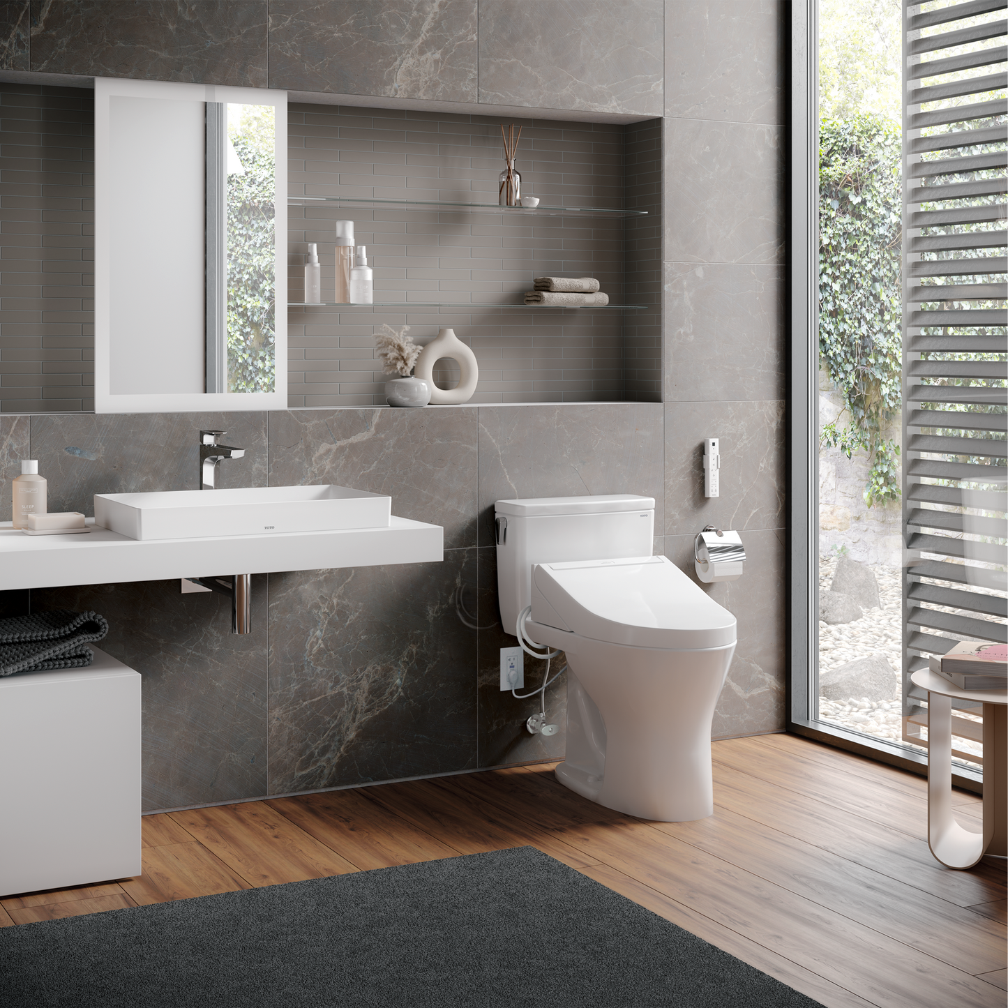 TOTO SW3084#12 Washlet C5 Electronic Bidet Toilet Seat With Premist And Ewater+ Wand Cleaning - Sedona Beige