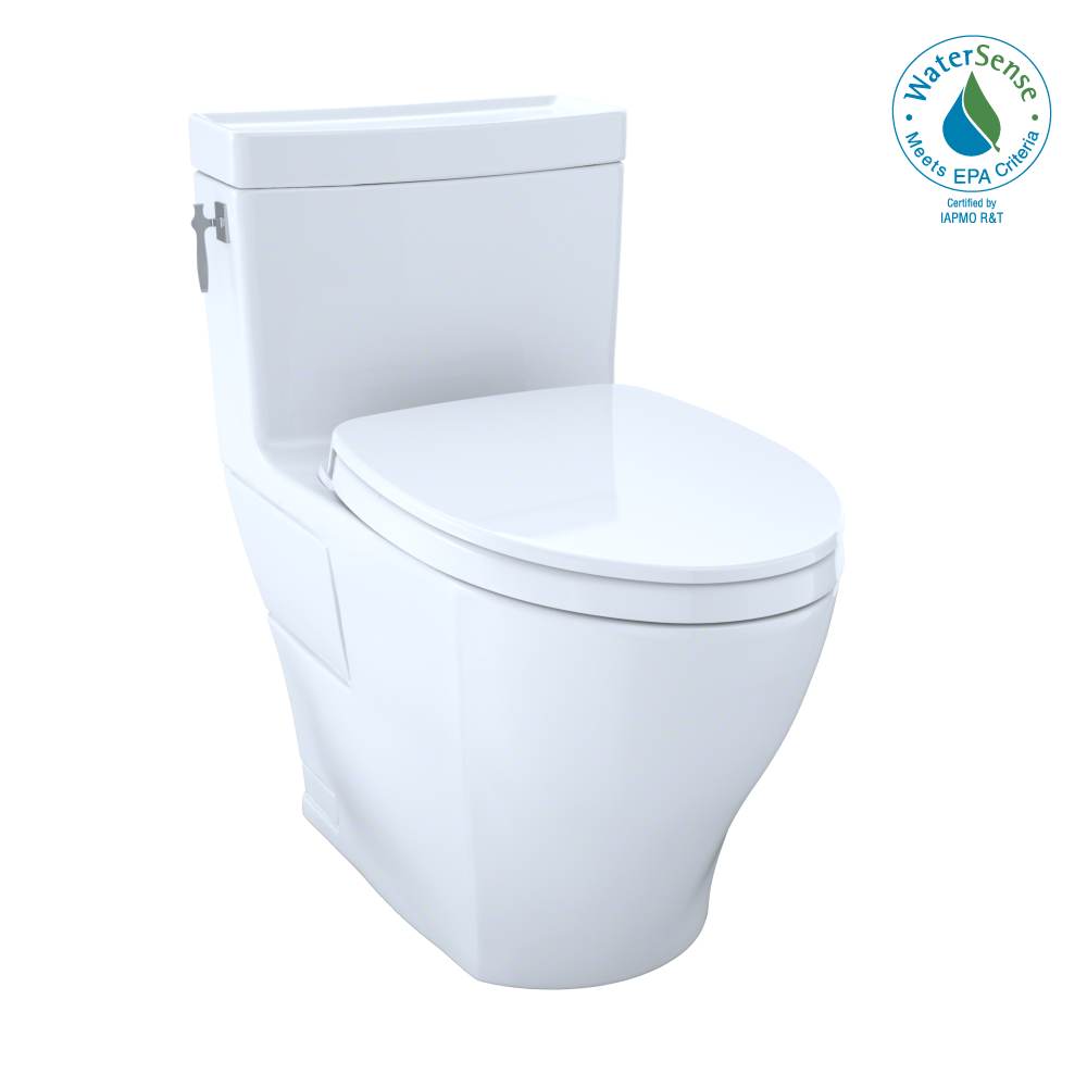 TOTO MS626124CEFG#11 Aimes Washlet+ One-Piece Elongated 1.28 Gpf Universal Height Skirted Toilet With Cefiontect - Colonial White