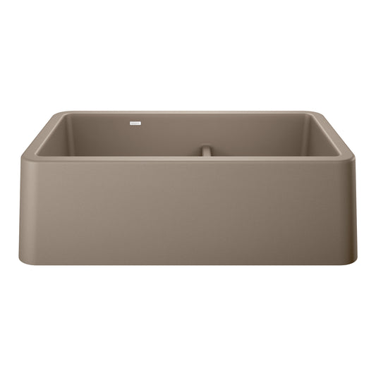 BLANCO 402329 Ikon Ikon SILGRANIT 33" Double Bowl Apron-Front Farmhouse Sink with Low Divide - Truffle in Truffle