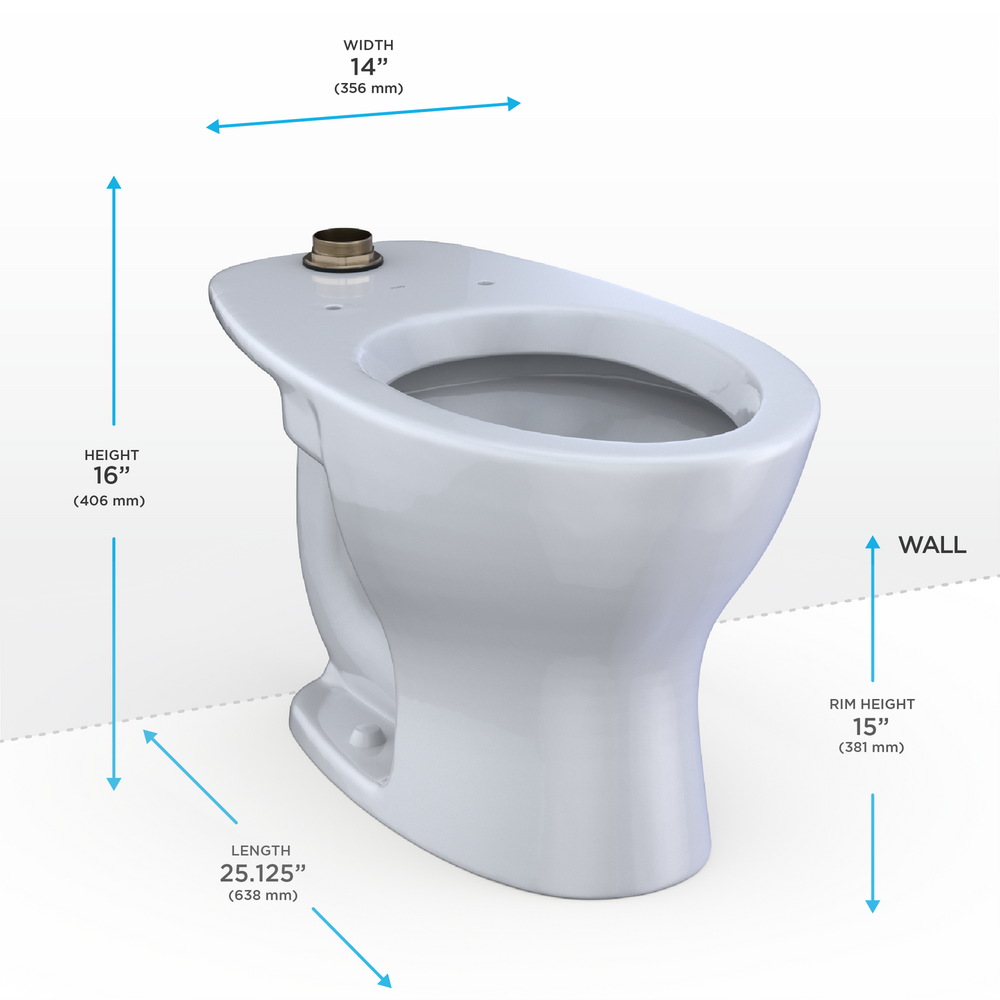 TOTO CT725CUG#01 Tornado Flush Commercial Flushometer Floor-Mounted Toilet With Cefiontect - Cotton White