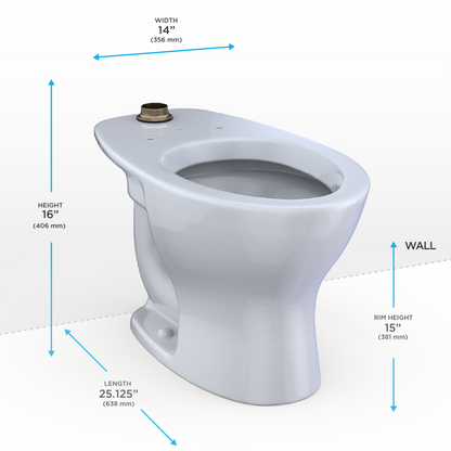 TOTO CT725CUG#01 Tornado Flush Commercial Flushometer Floor-Mounted Toilet With Cefiontect - Cotton White