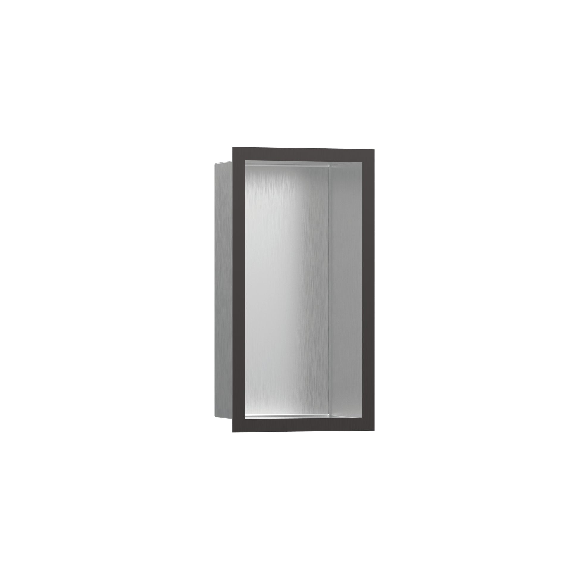 HANSGROHE 56094340 XtraStoris Individual Wall Niche Brushed Stainless Steel with Design Frame 12"x 6"x 4"  in Brushed Black Chrome