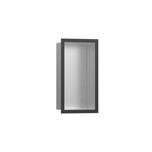 HANSGROHE 56094340 XtraStoris Individual Wall Niche Brushed Stainless Steel with Design Frame 12"x 6"x 4"  in Brushed Black Chrome
