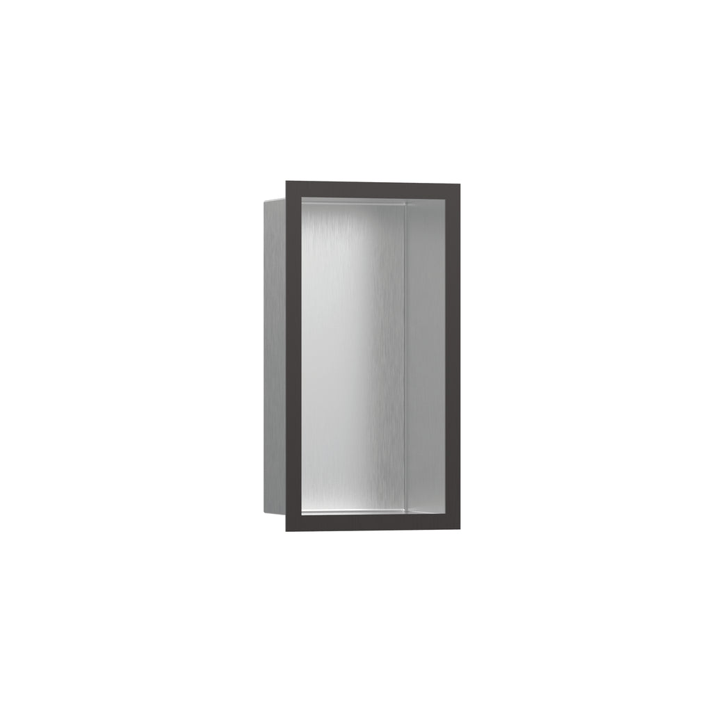 HANSGROHE 56094340 XtraStoris Individual Wall Niche Brushed Stainless Steel with Design Frame 12"x 6"x 4" - Brushed Black Chrome