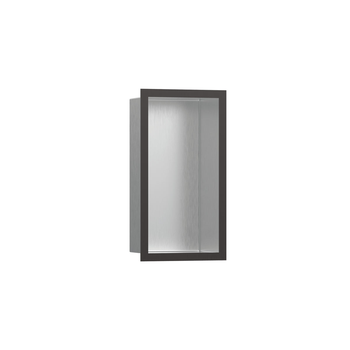HANSGROHE 56094340 XtraStoris Individual Wall Niche Brushed Stainless Steel with Design Frame 12"x 6"x 4" - Brushed Black Chrome